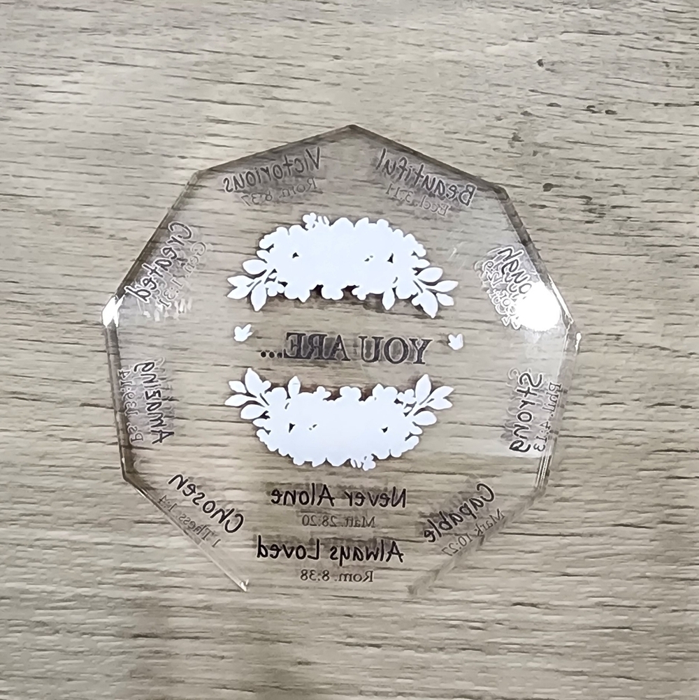 Floral Inspirational Glass Plaque Figuurine YOU ARE NEVER ALONE - Picture 3 of 4